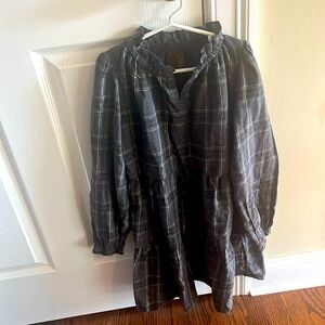 Cat and Jack girls dress size 10 gray plaid with gold threading throughout.